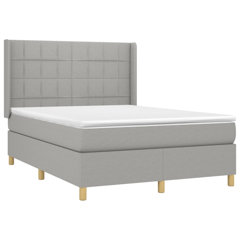 Sommier à lattes de lit matelas LED Gris clair 140x200 cm Tissu - XIOS