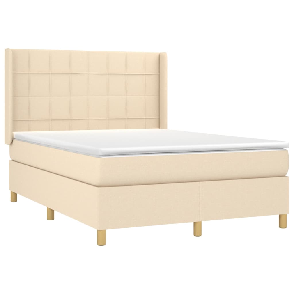 Sommier à lattes de lit matelas et LED Crème 140x200 cm Tissu - XIOS