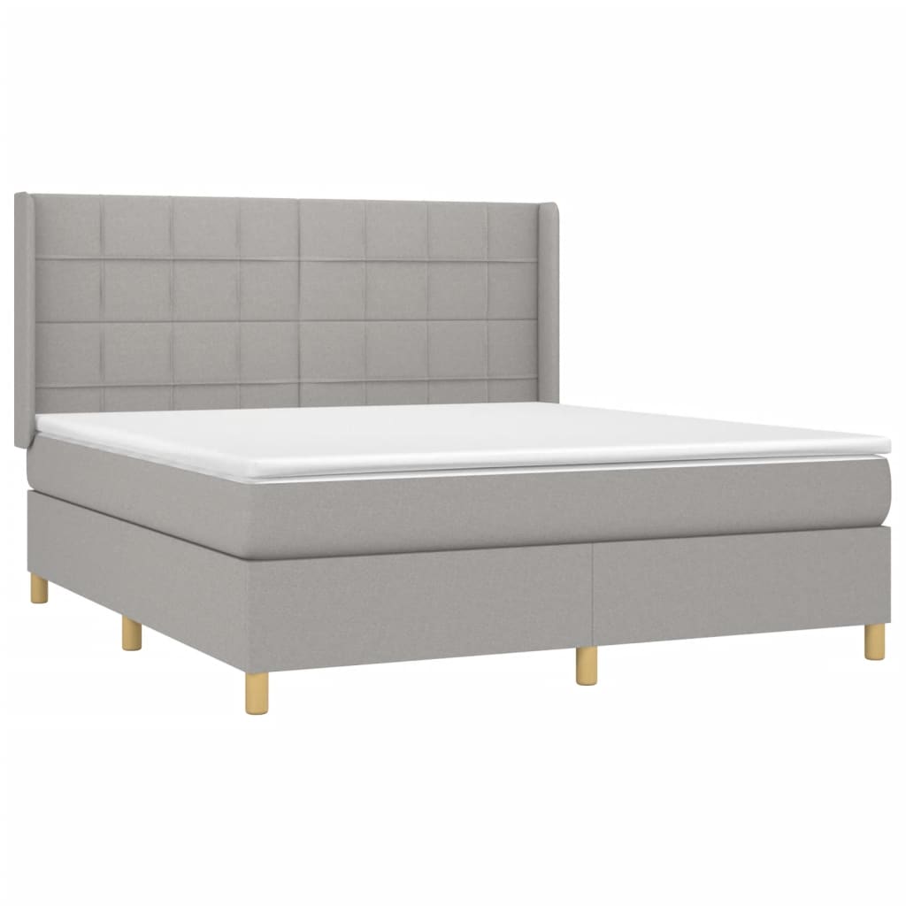 Sommier à lattes de lit matelas LED Gris clair 160x200 cm Tissu - XIOS