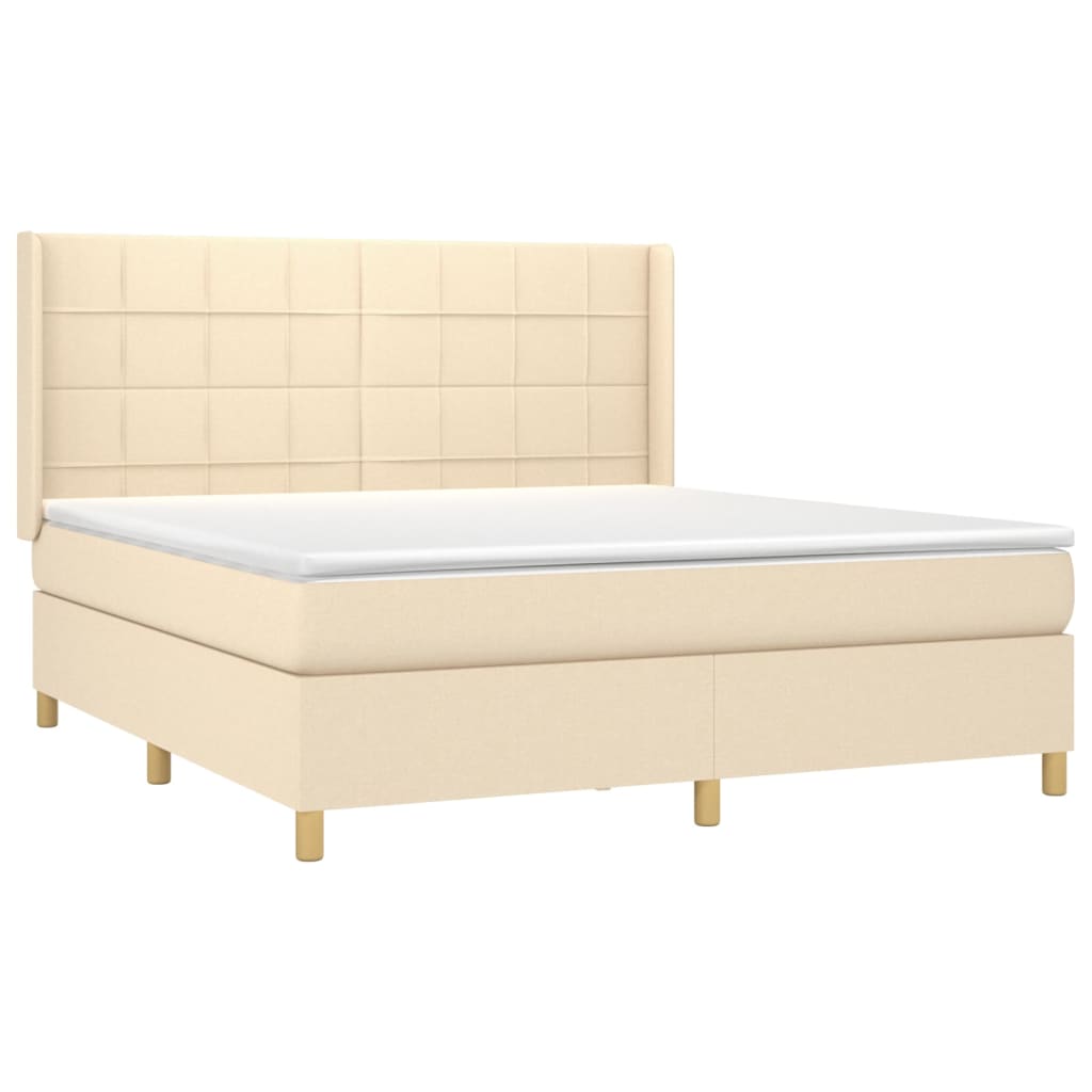 Sommier à lattes de lit matelas et LED Crème 180x200 cm Tissu - XIOS