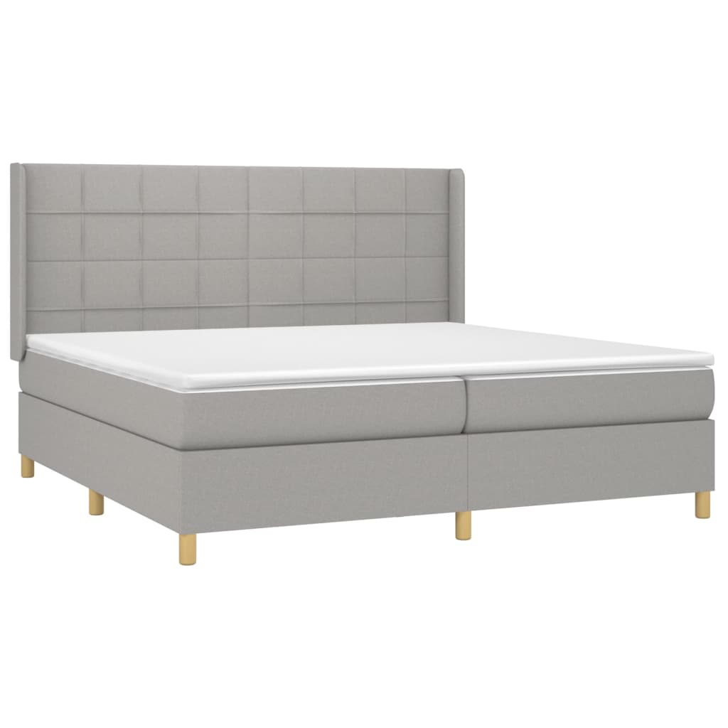 Sommier à lattes de lit matelas LED Gris clair 200x200 cm Tissu - XIOS