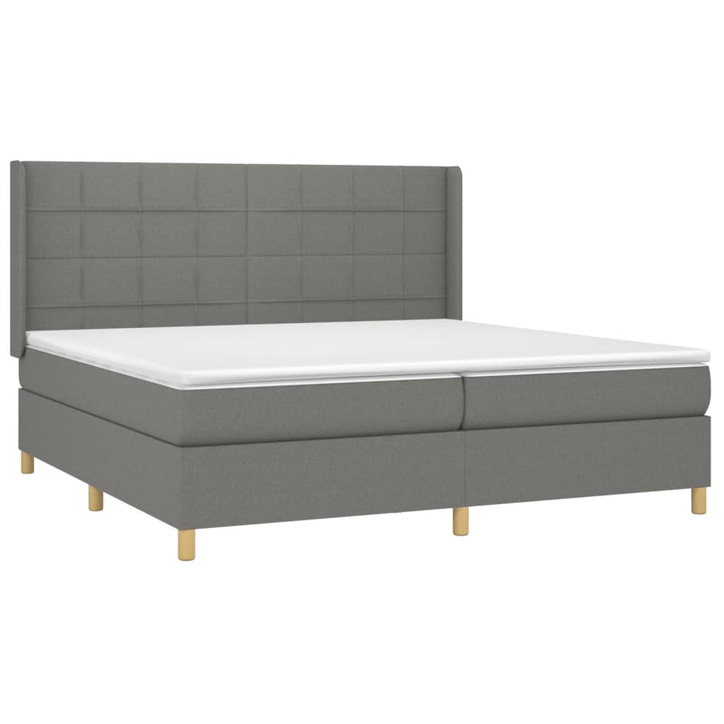 Sommier à lattes de lit matelas LED Gris foncé 200x200 cm Tissu - XIOS