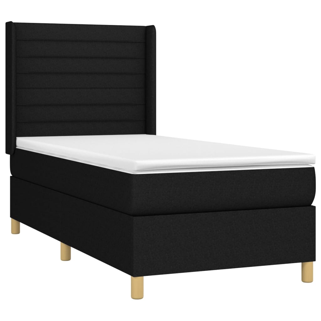 Sommier à lattes de lit matelas et LED Noir 90x200 cm Tissu - XIOS