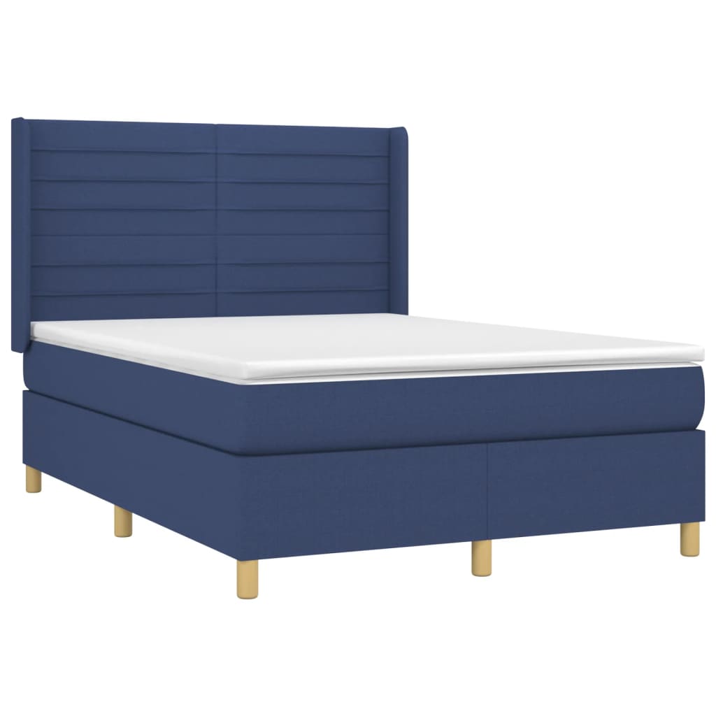 Sommier à lattes de lit matelas et LED Bleu 140x200 cm Tissu - XIOS