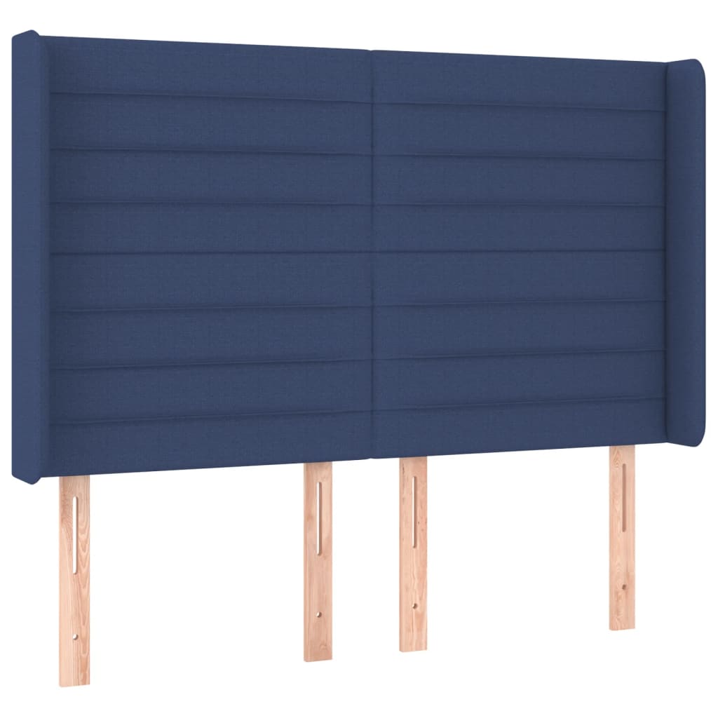 Sommier à lattes de lit matelas et LED Bleu 140x200 cm Tissu - XIOS