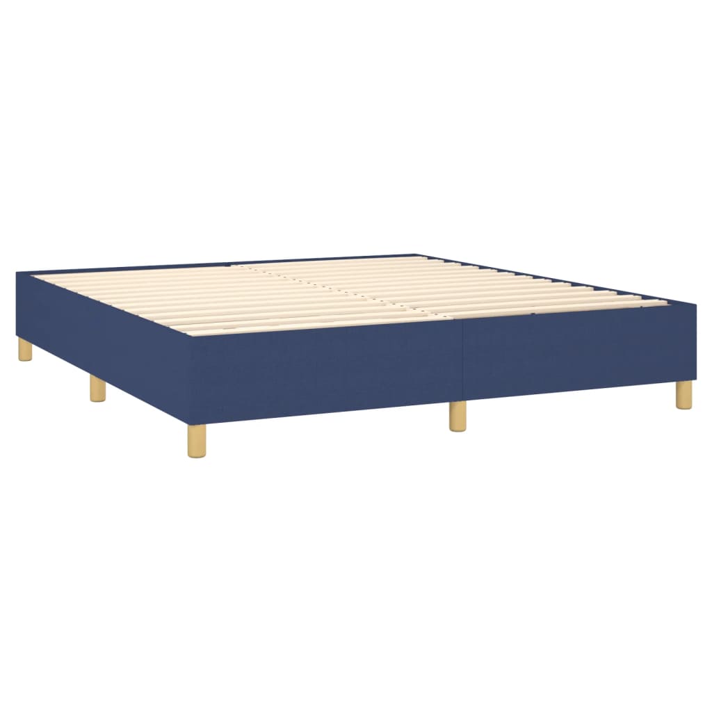 Sommier à lattes de lit matelas et LED Bleu 160x200 cm Tissu - XIOS
