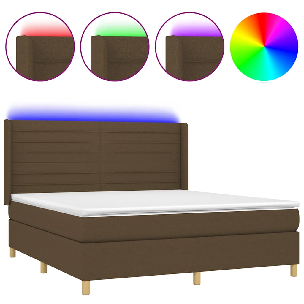 Sommier à lattes de lit matelas et LED Marron foncé 180x200cm - XIOS