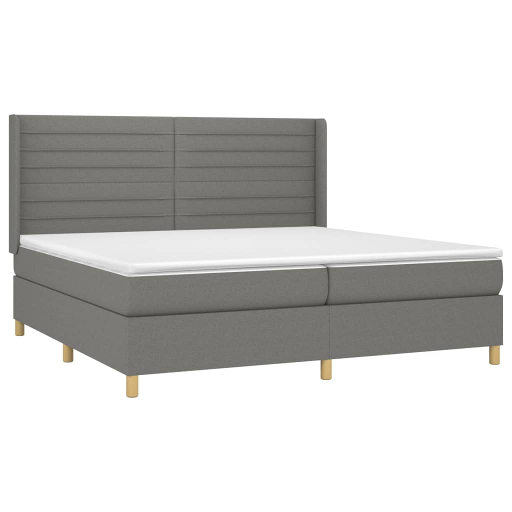 Sommier à lattes de lit matelas LED Gris foncé 200x200 cm Tissu - XIOS