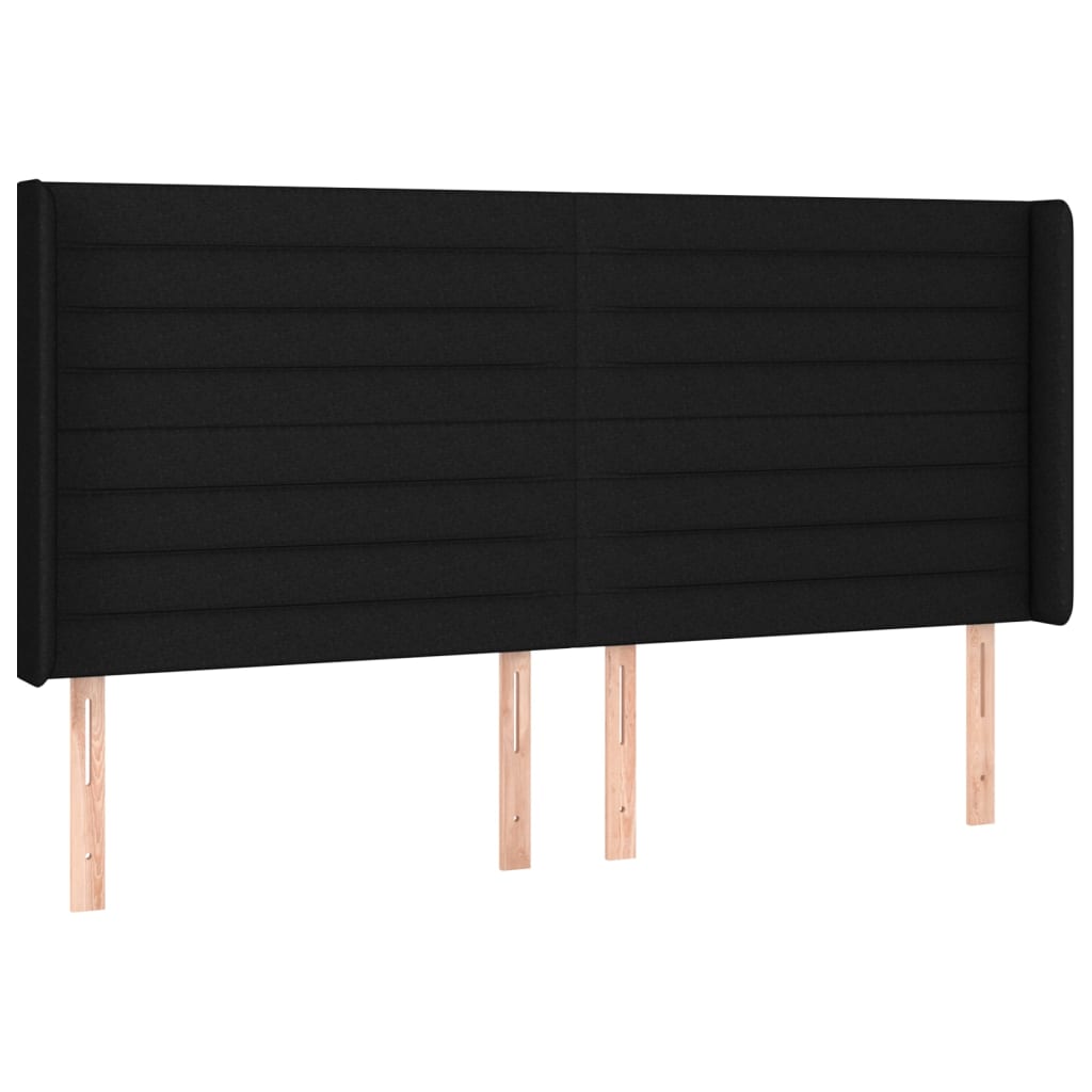 Sommier à lattes de lit et matelas et LED Noir 200x200 cm Tissu - XIOS