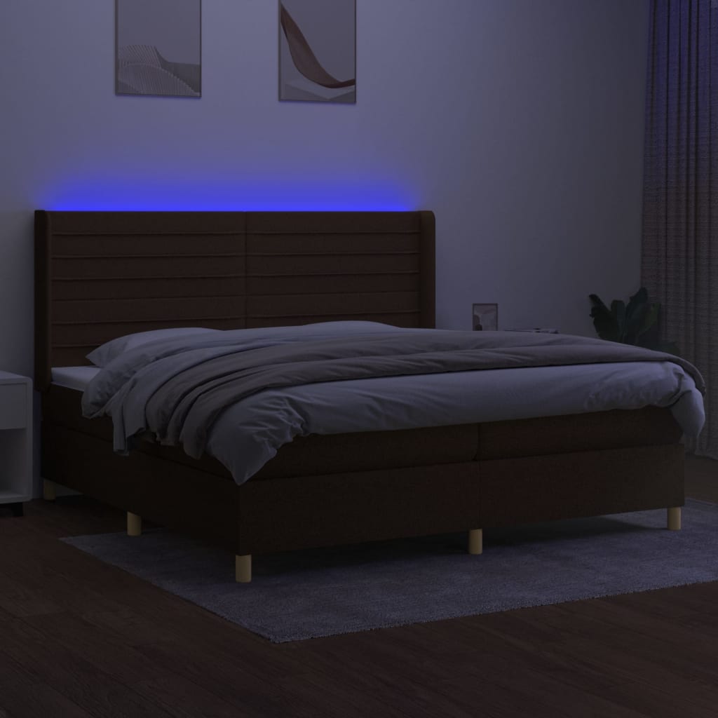 Sommier à lattes de lit matelas et LED Marron foncé 200x200 cm - XIOS