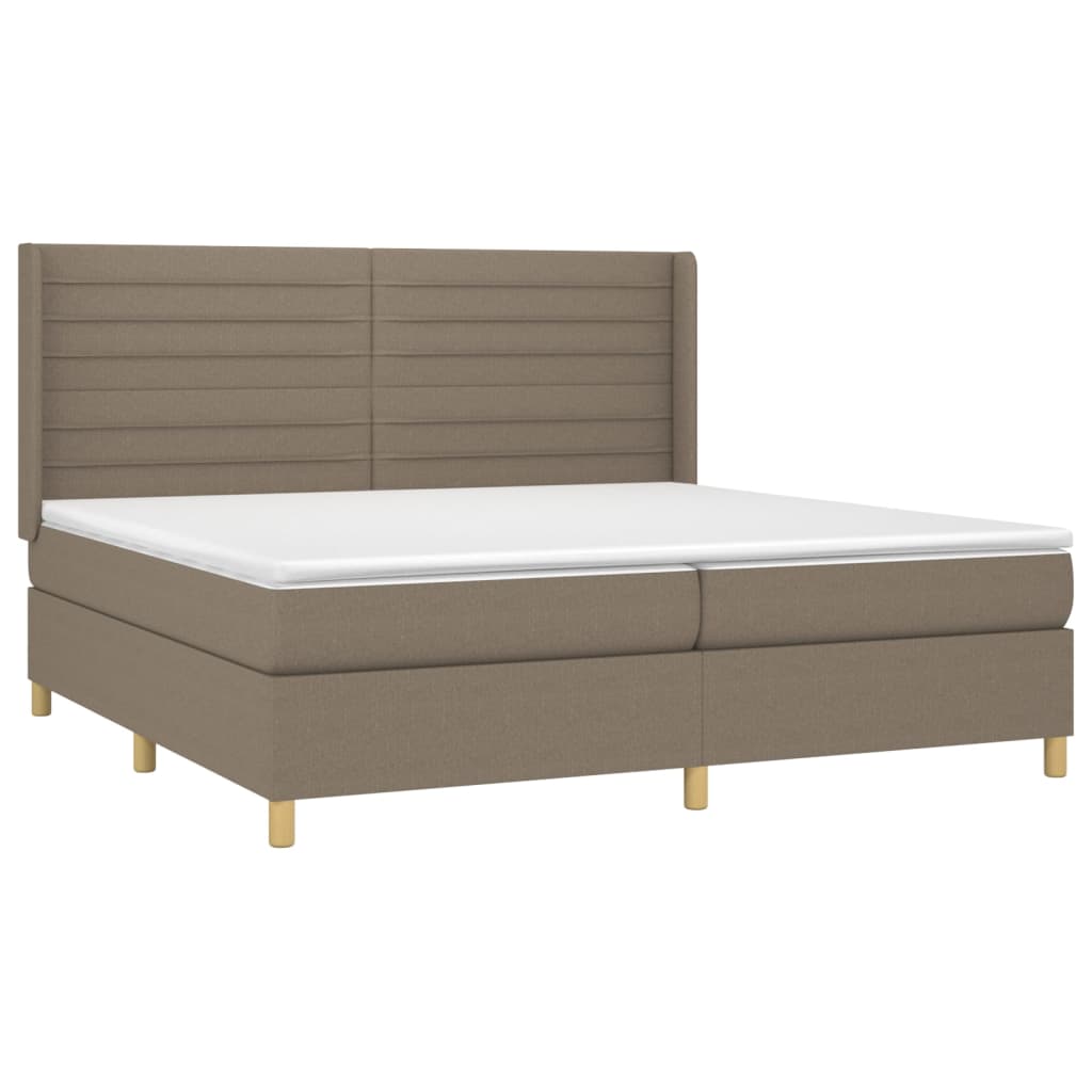 Sommier à lattes de lit matelas et LED Taupe 200x200 cm Tissu - XIOS