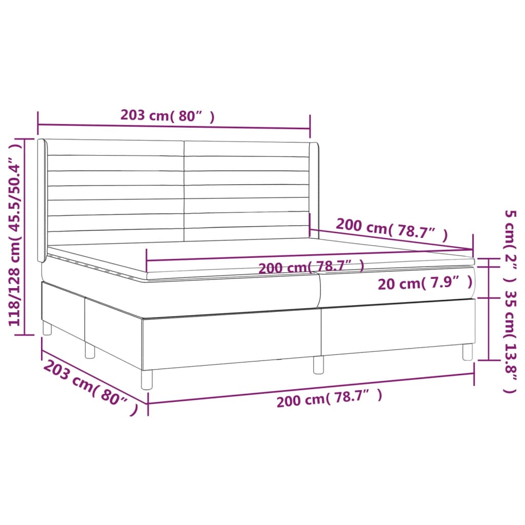 Sommier à lattes de lit matelas et LED Crème 200x200 cm Tissu - XIOS
