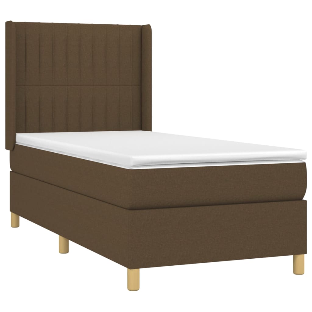 Sommier à lattes de lit matelas LED Marron foncé 90x190cm Tissu - XIOS