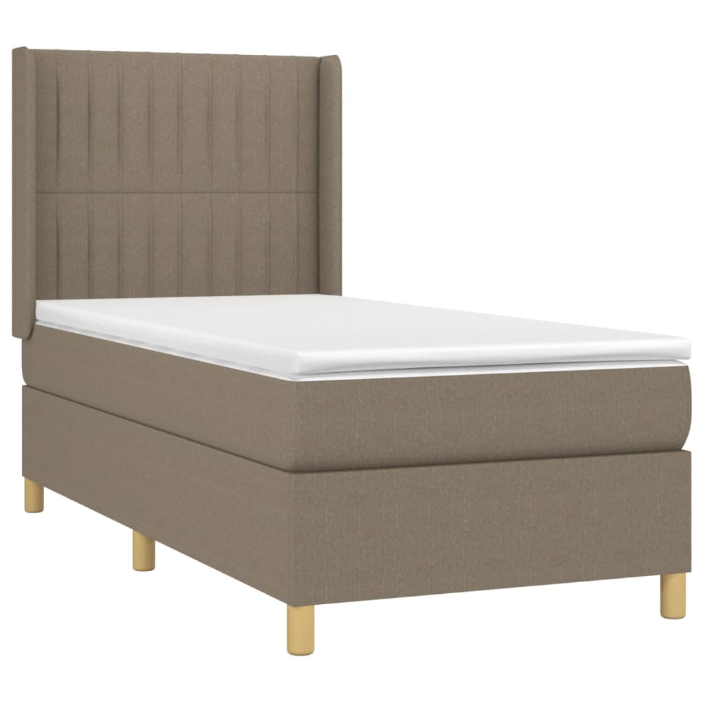 Sommier à lattes de lit matelas et LED Taupe 90x190 cm Tissu - XIOS