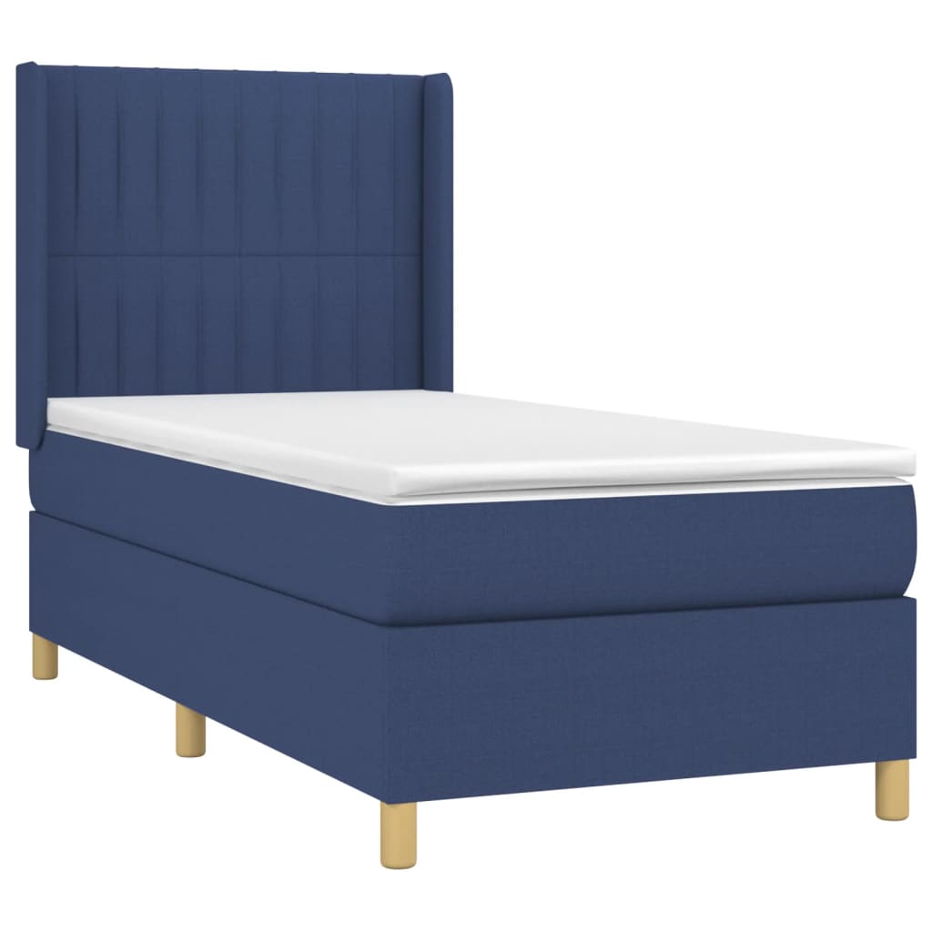 Sommier à lattes de lit matelas et LED Bleu 90x200 cm Tissu - XIOS