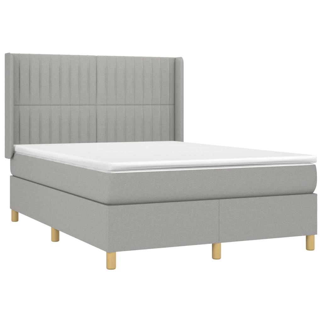 Sommier à lattes de lit matelas LED Gris clair 140x190 cm Tissu - XIOS