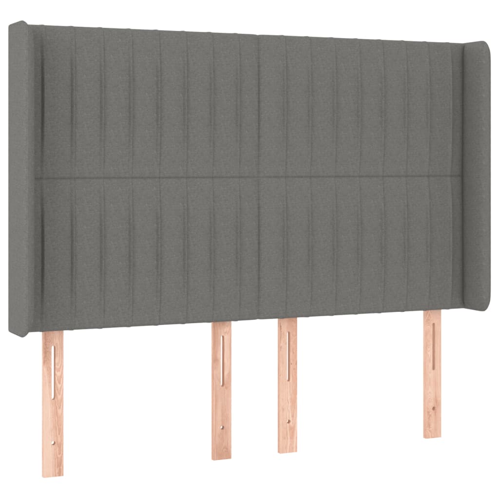 Sommier à lattes de lit matelas LED Gris foncé 140x200 cm Tissu - XIOS