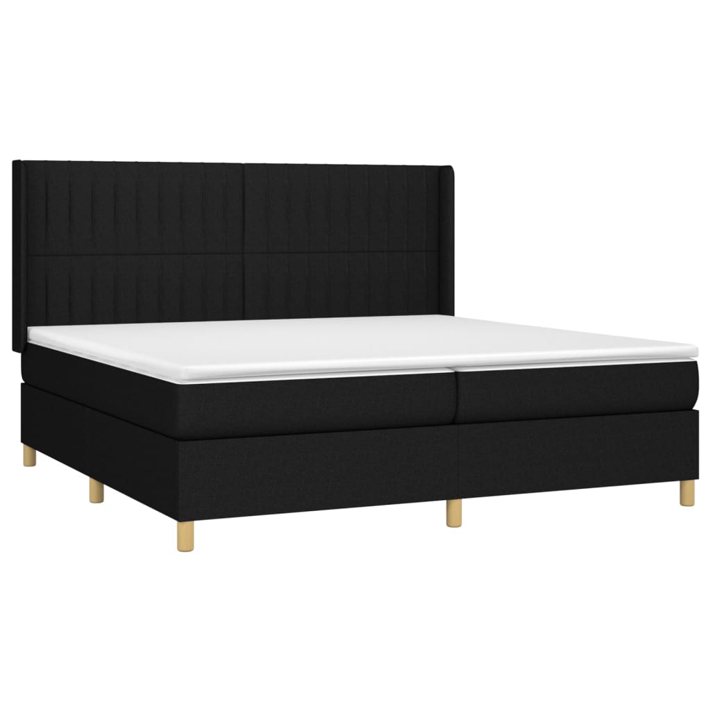 Sommier à lattes de lit matelas et LED Noir 200x200 cm Tissu - XIOS