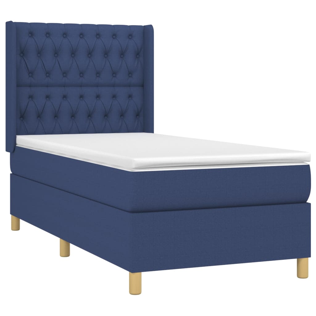 Sommier à lattes de lit matelas et LED Bleu 90x200 cm Tissu - XIOS
