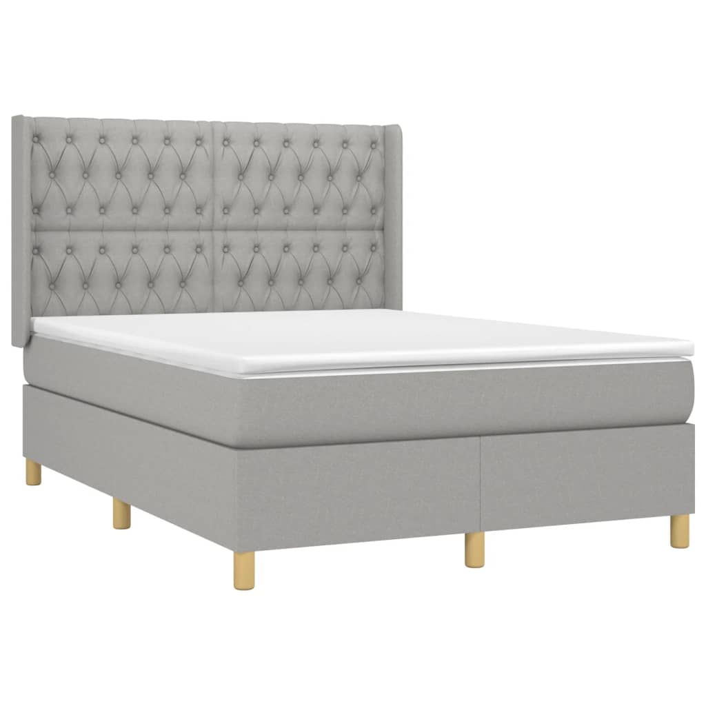 Sommier à lattes de lit matelas LED Gris clair 140x190 cm Tissu - XIOS