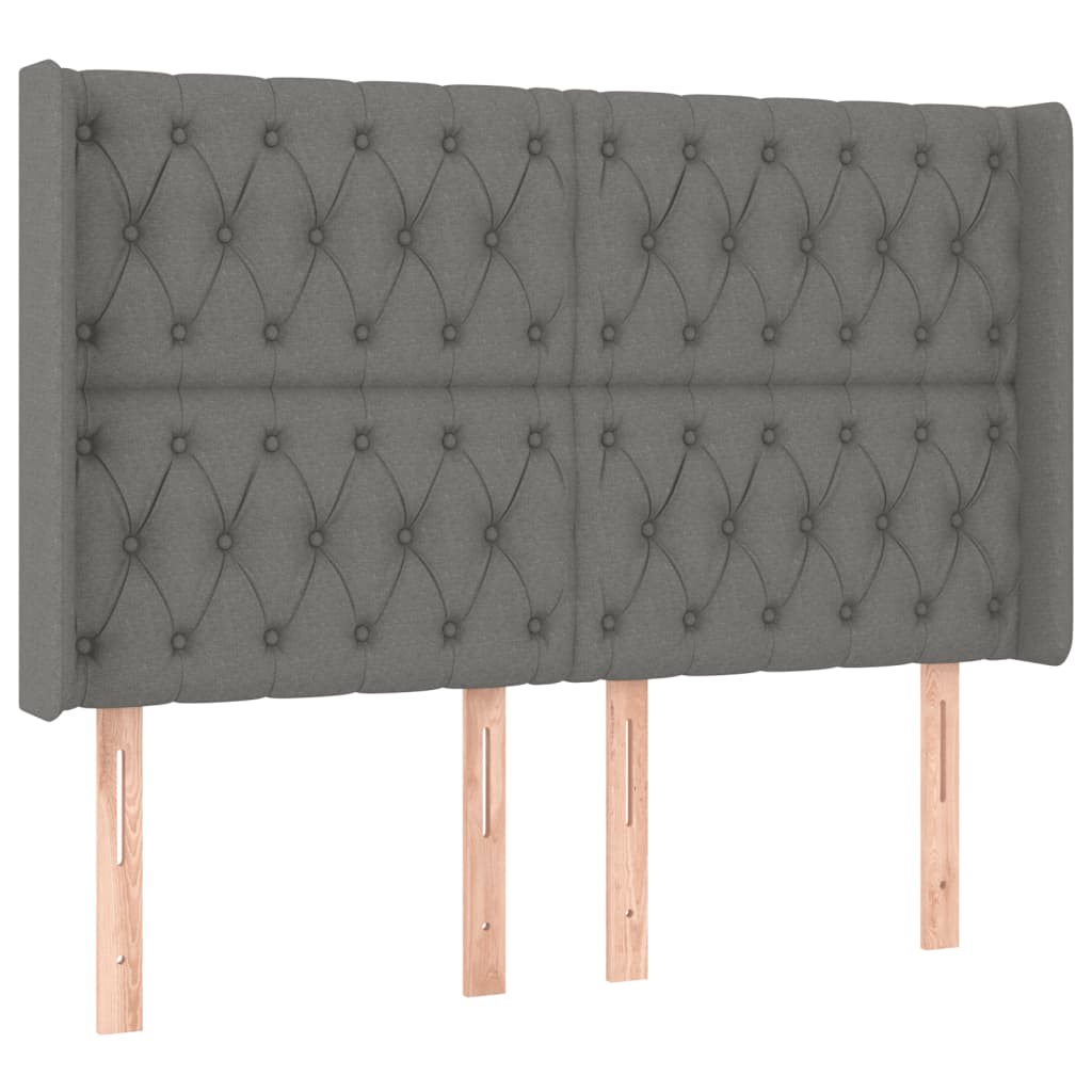 Sommier à lattes de lit matelas LED Gris foncé 140x200 cm Tissu - XIOS
