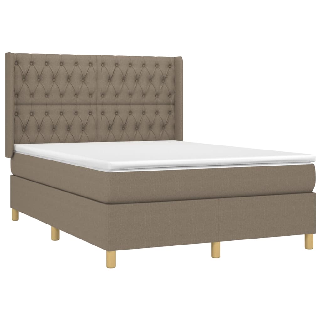 Sommier à lattes de lit matelas et LED Taupe 140x200 cm Tissu - XIOS