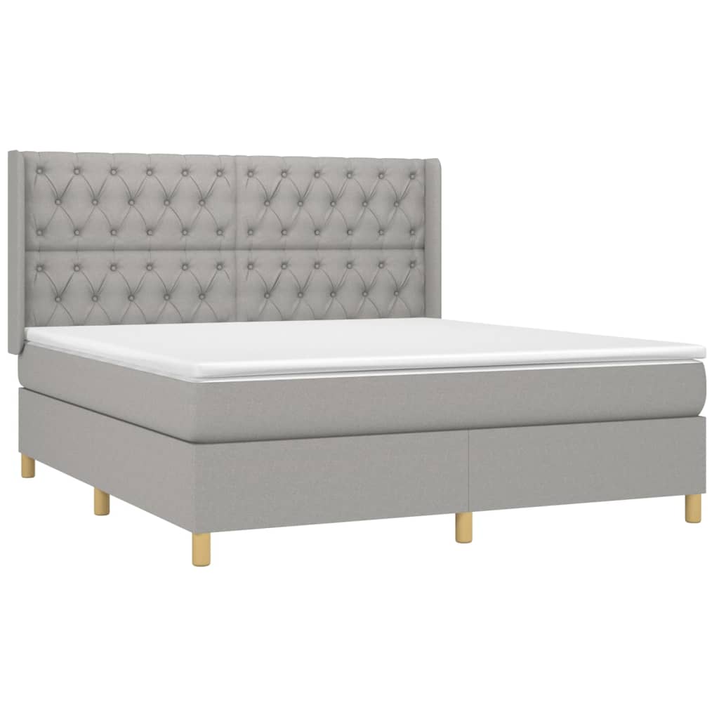 Sommier à lattes de lit matelas LED Gris clair 160x200 cm Tissu - XIOS