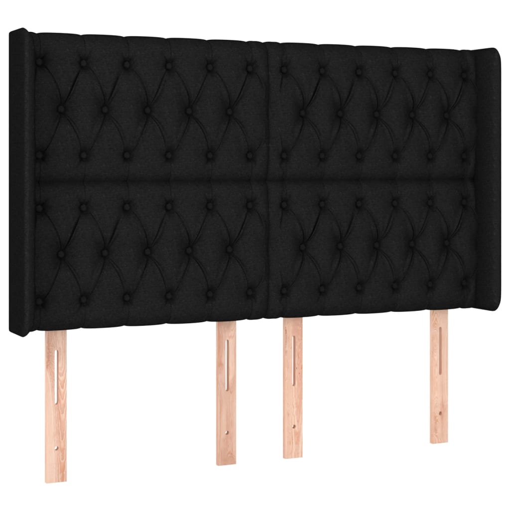 Sommier à lattes de lit matelas et LED Noir 160x200 cm Tissu - XIOS