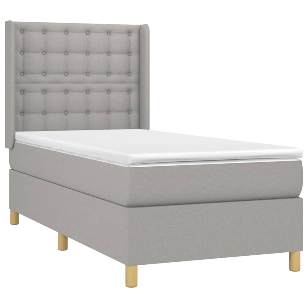 Sommier à lattes de lit matelas LED Gris clair 90x190cm Tissu - XIOS