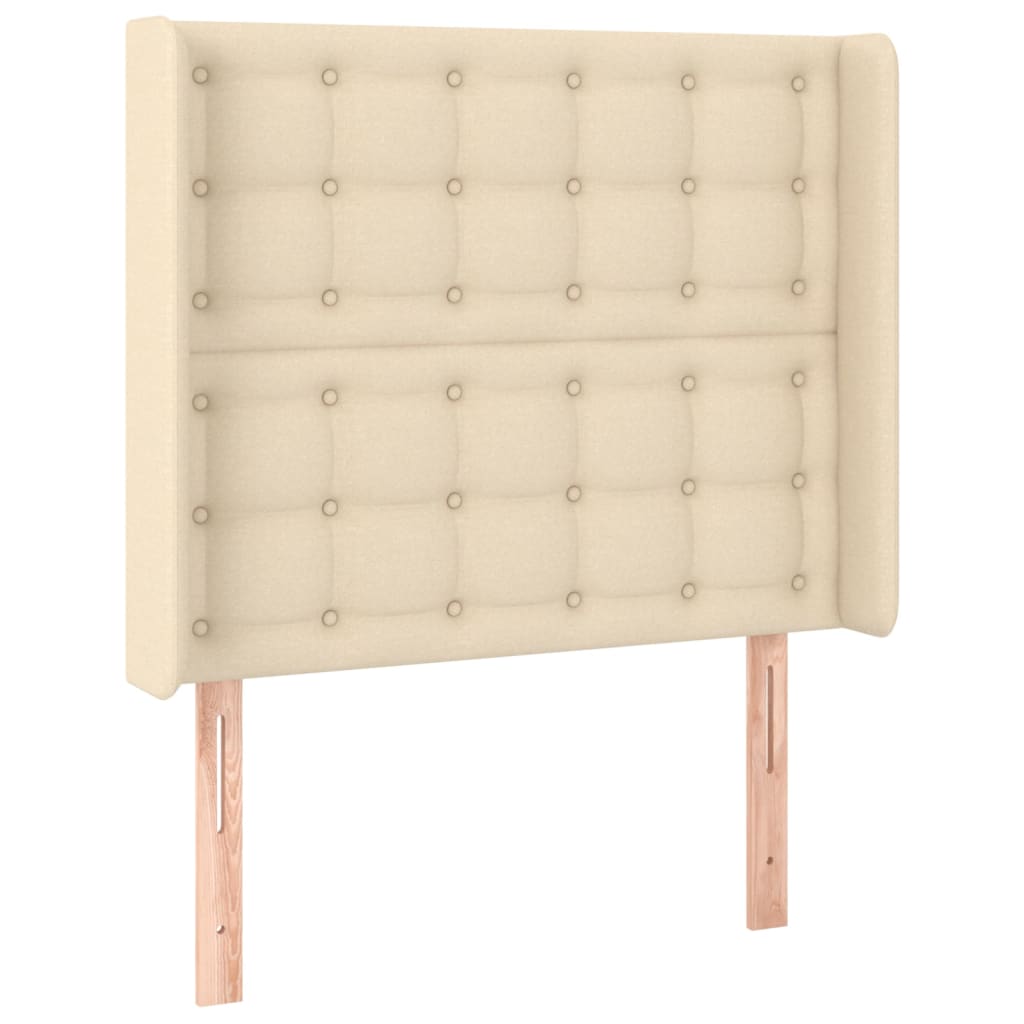 Sommier à lattes de lit matelas et LED Crème 90x190 cm Tissu - XIOS