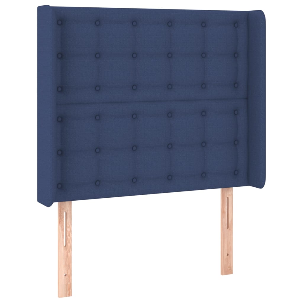 Sommier à lattes de lit matelas et LED Bleu 90x190 cm Tissu - XIOS