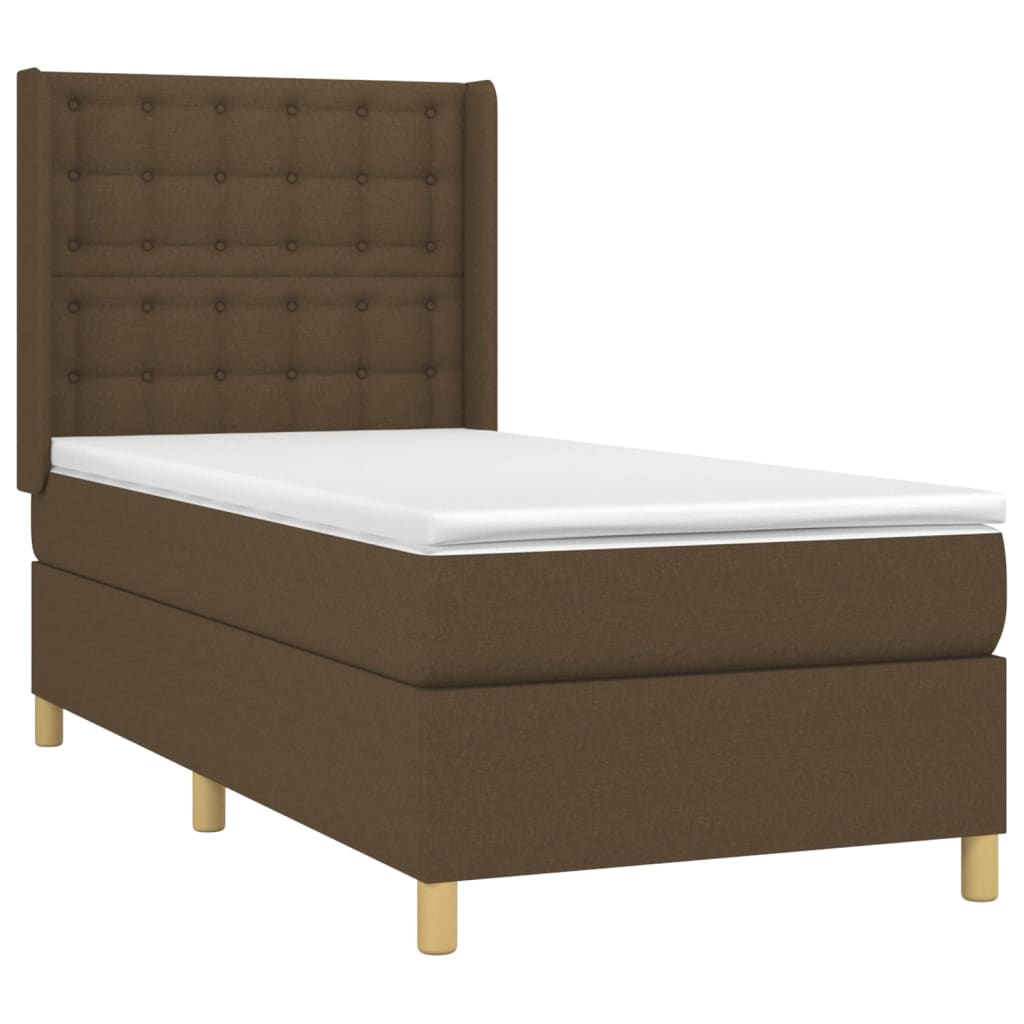 Sommier à lattes de lit matelas LED Marron foncé 90x200cm Tissu - XIOS