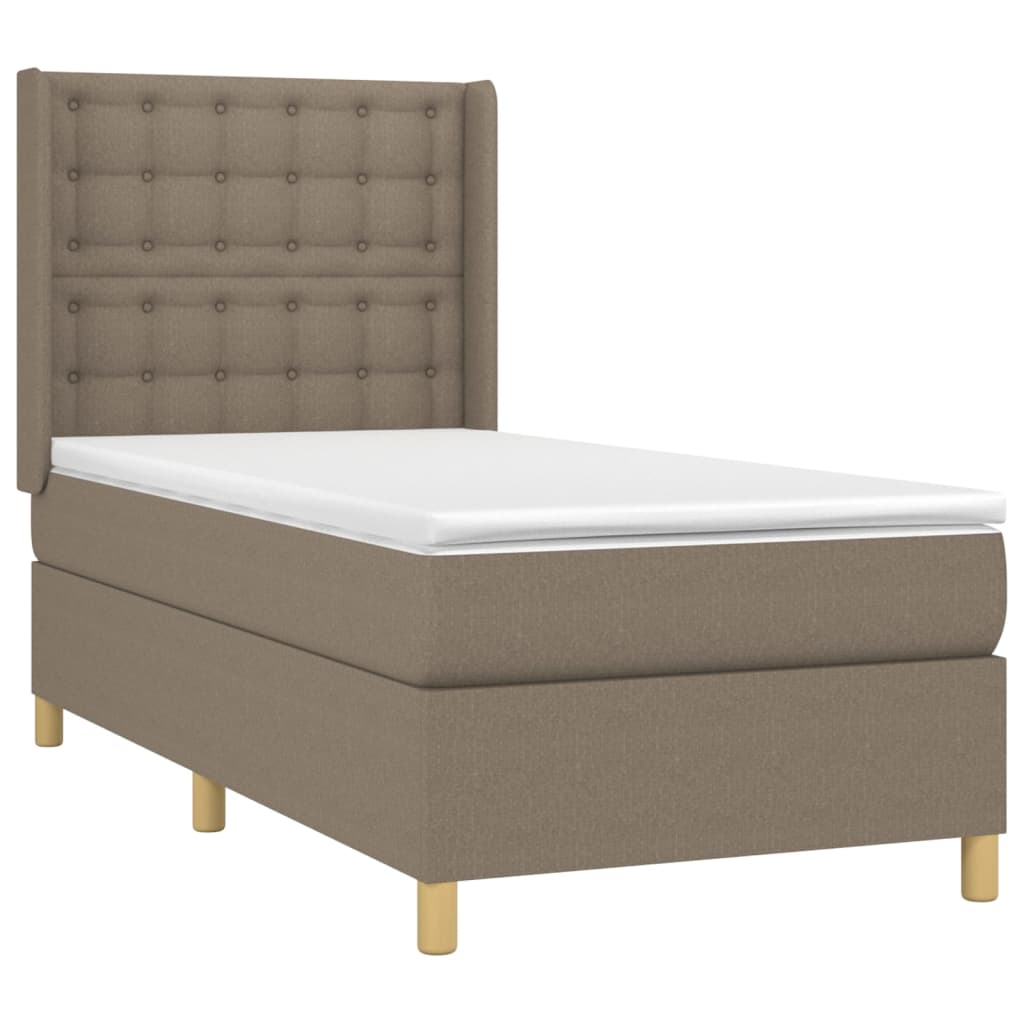 Sommier à lattes de lit matelas et LED Taupe 100x200 cm Tissu - XIOS