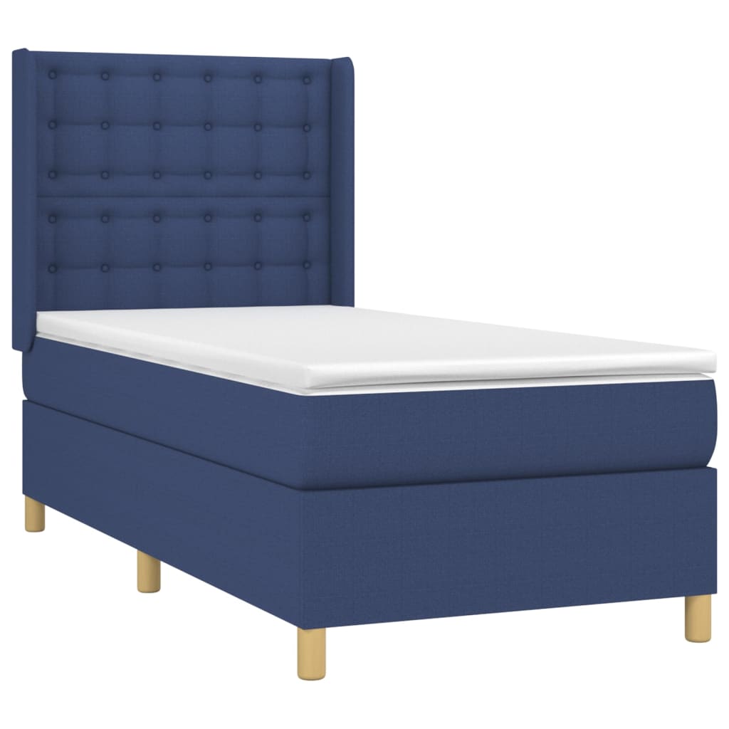 Sommier à lattes de lit matelas et LED Bleu 100x200 cm Tissu - XIOS