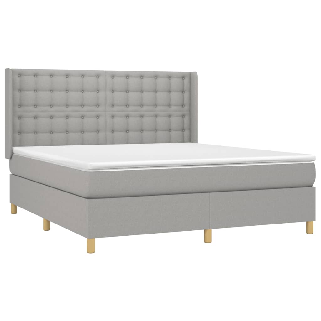 Sommier à lattes de lit matelas LED Gris clair 160x200 cm Tissu - XIOS