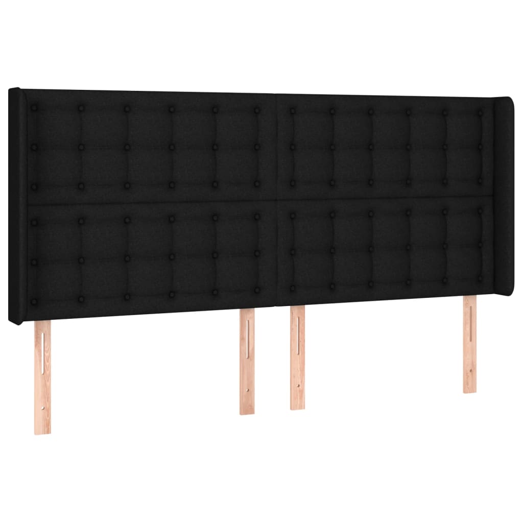 Sommier à lattes de lit matelas et LED Noir 160x200 cm Tissu - XIOS