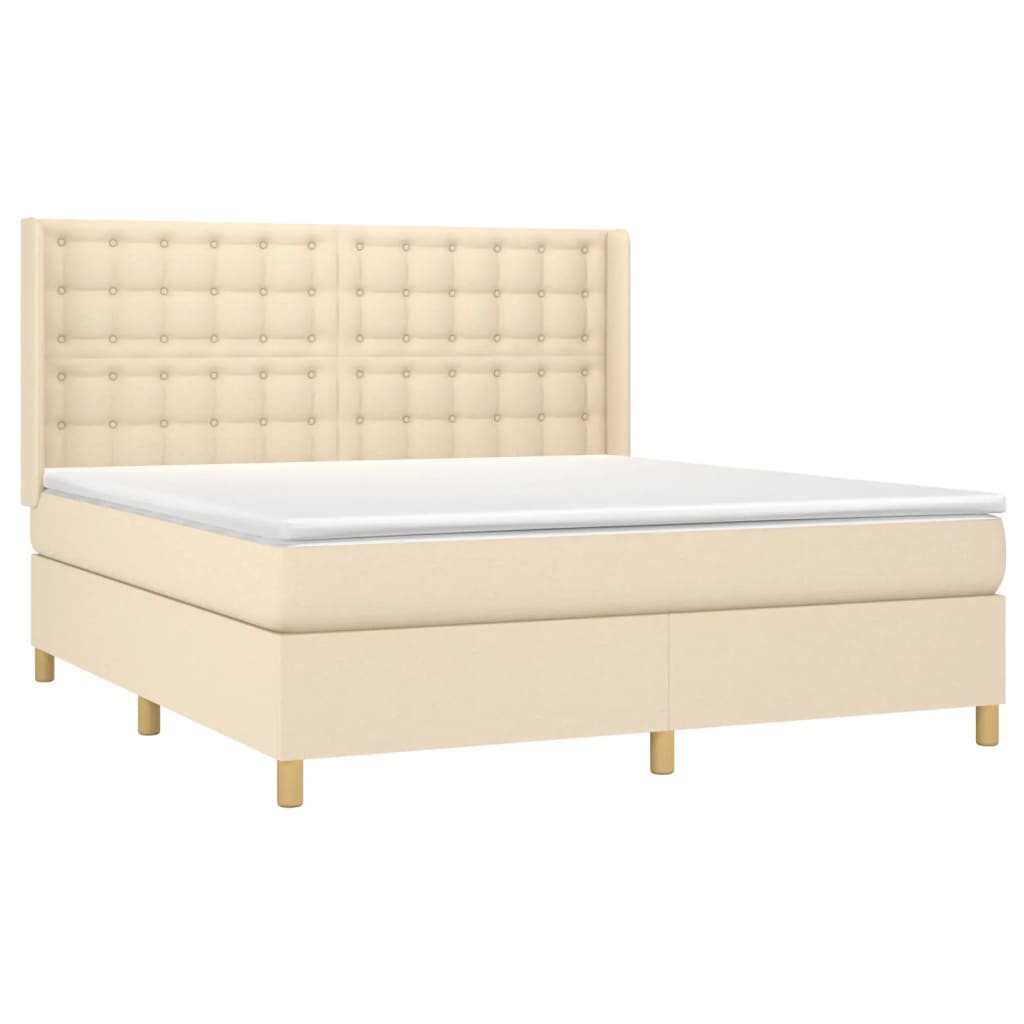 Sommier à lattes de lit matelas et LED Crème 160x200 cm Tissu - XIOS