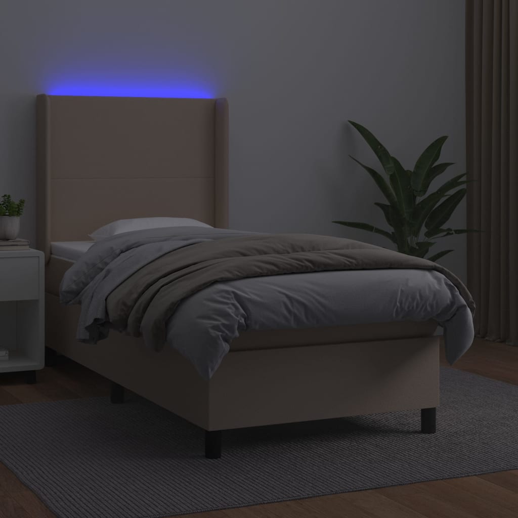 Sommier à lattes de lit matelas et LED Cappuccino 90x190cm - XIOS