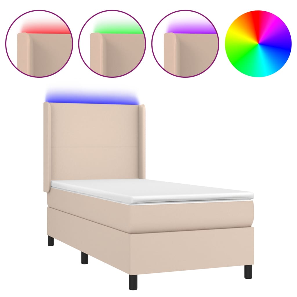 Sommier à lattes de lit matelas et LED Cappuccino 90x200cm - XIOS