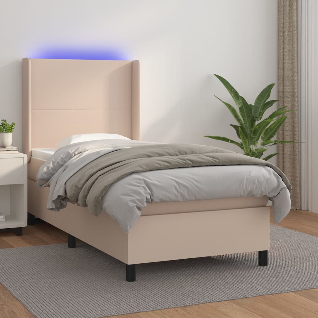 Sommier à lattes de lit matelas et LED Cappuccino 90x200cm - XIOS