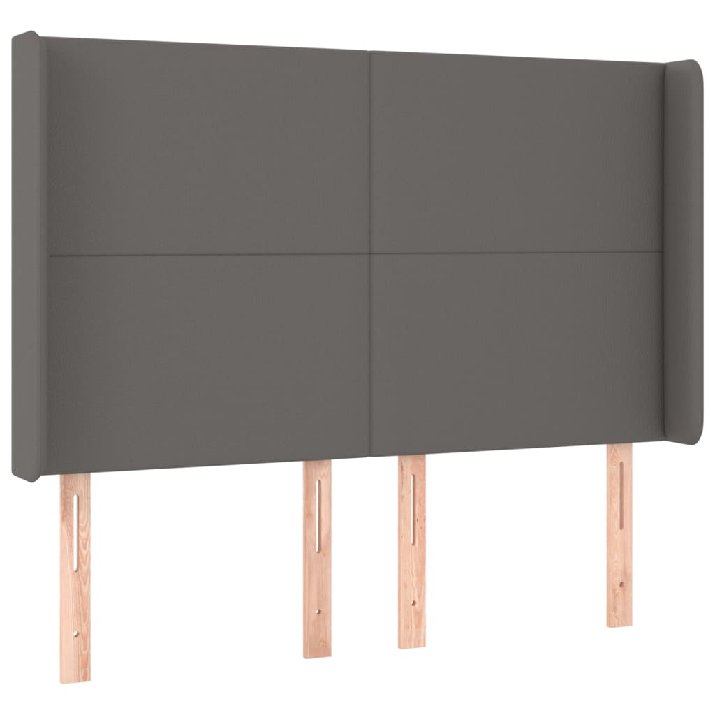 Sommier à lattes de lit matelas LED Gris 140x200 cm Similicuir - XIOS