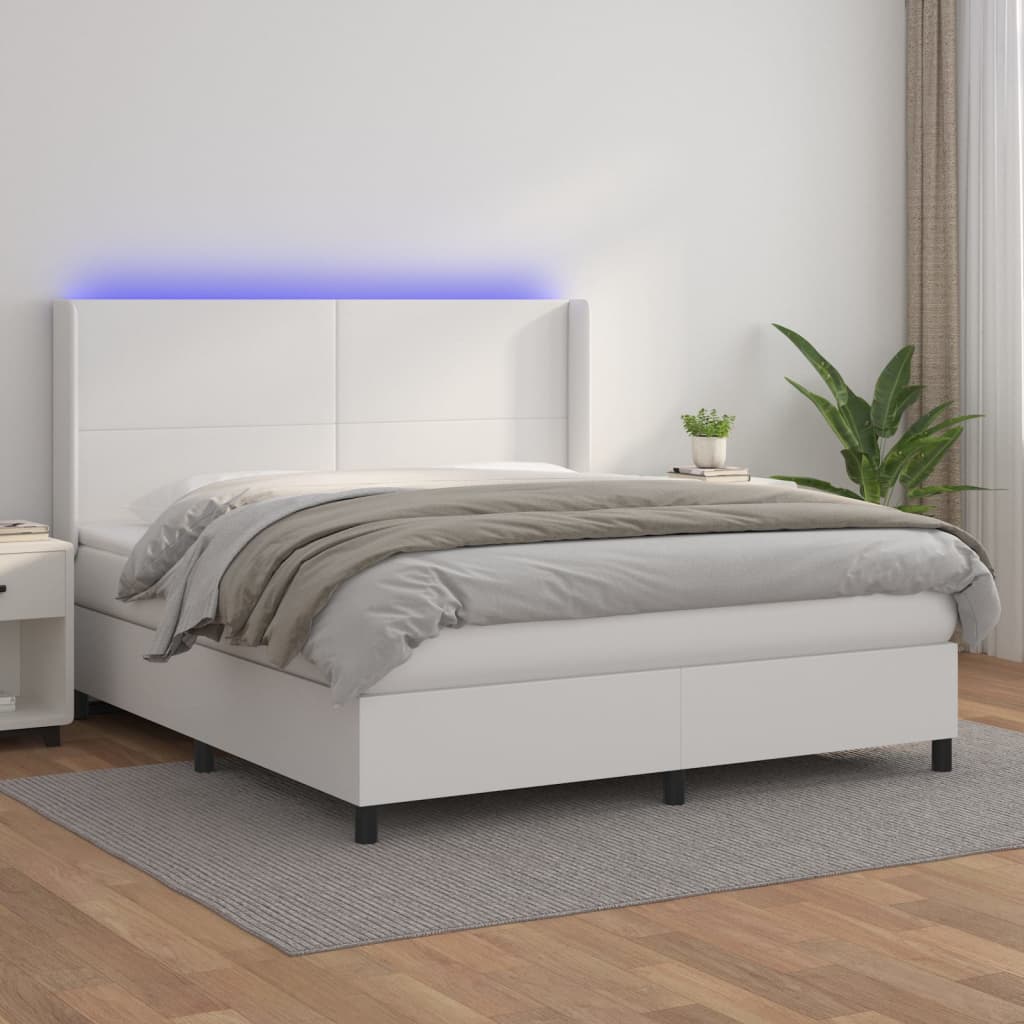 Sommier à lattes de lit matelas LED Blanc 160x200 cm Similicuir - XIOS
