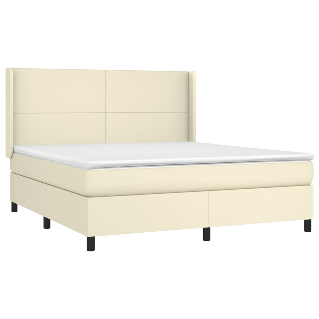 Sommier à lattes de lit matelas LED Crème 160x200 cm Similicuir