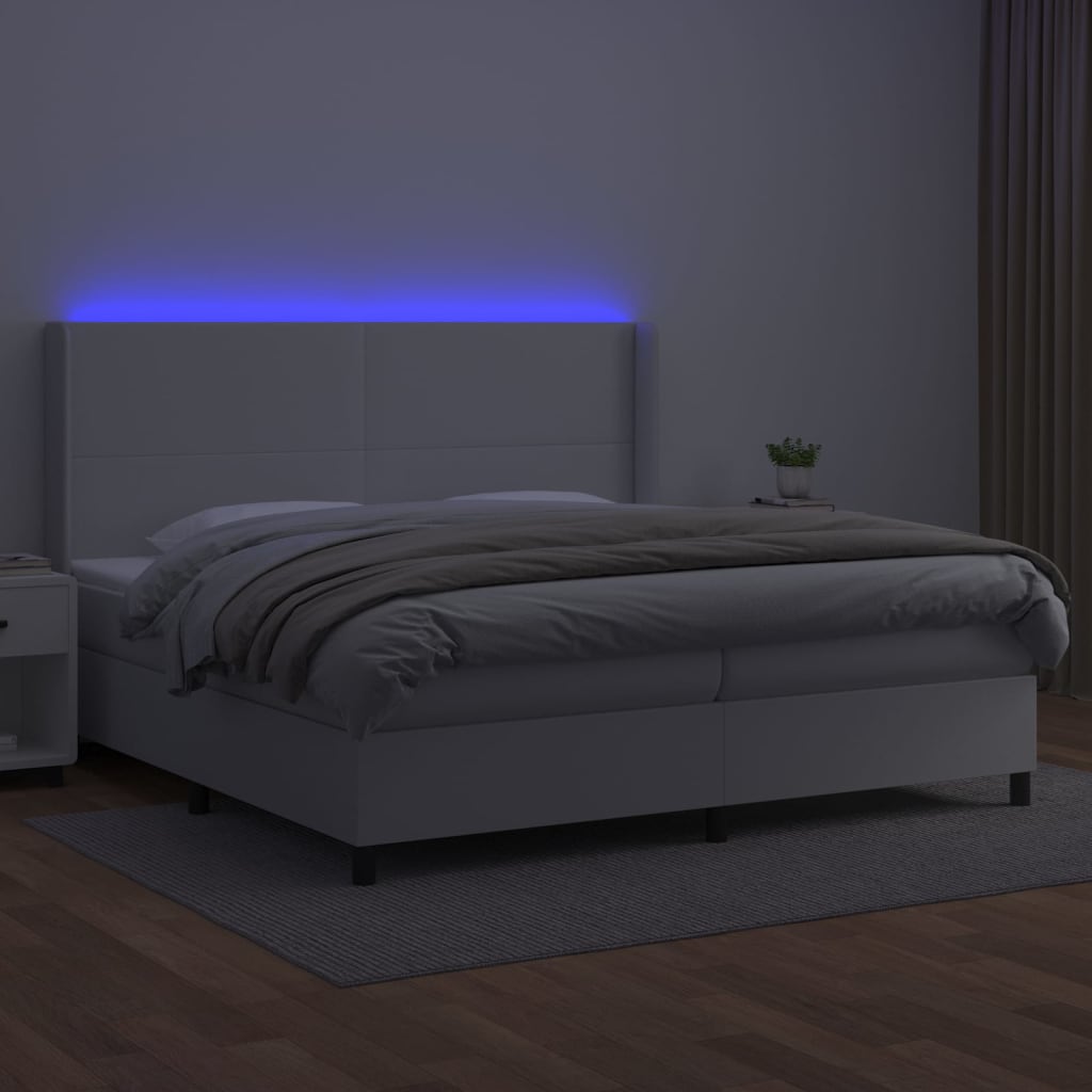 Sommier à lattes de lit matelas LED Blanc 200x200 cm Similicuir - XIOS