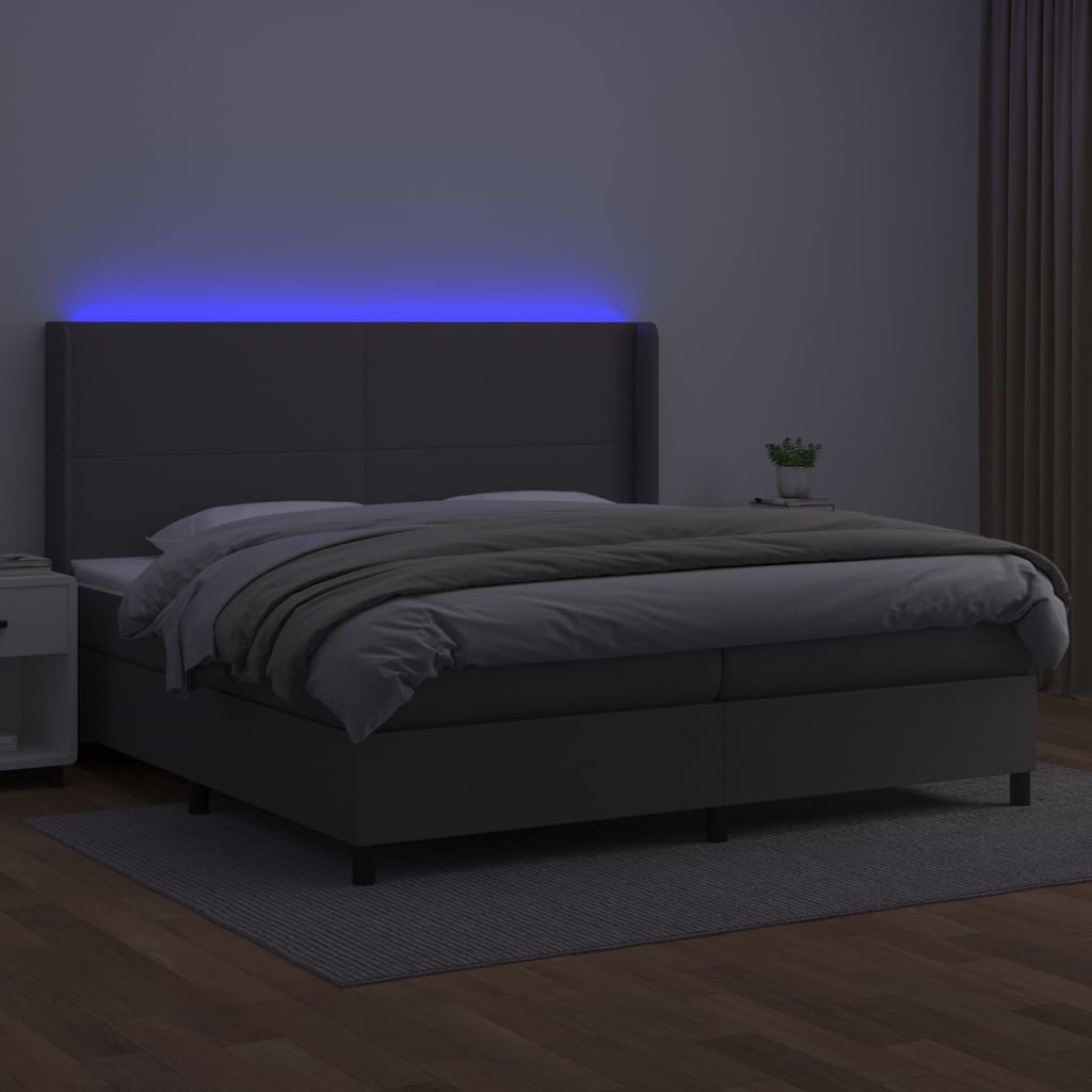 Sommier à lattes de lit matelas LED Gris 200x200 cm Similicuir - XIOS