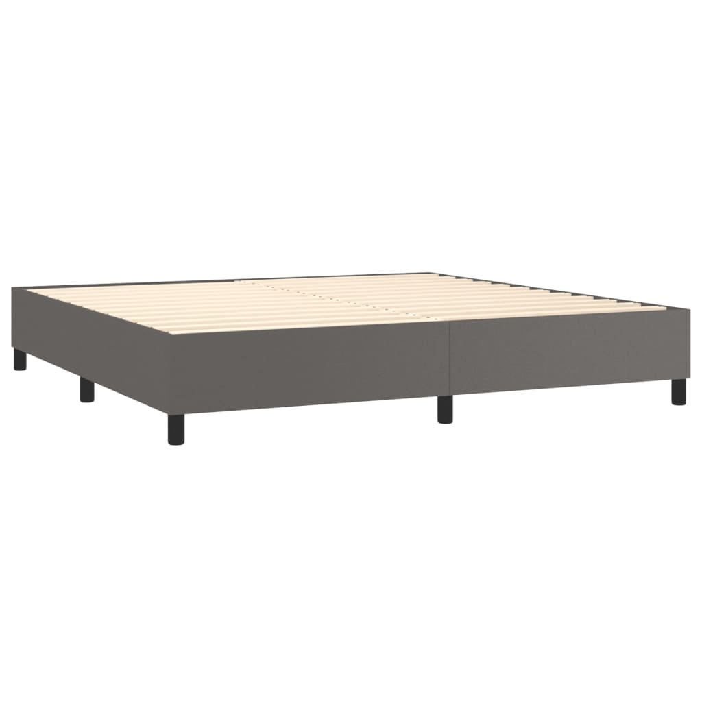 Sommier à lattes de lit matelas LED Gris 200x200 cm Similicuir - XIOS