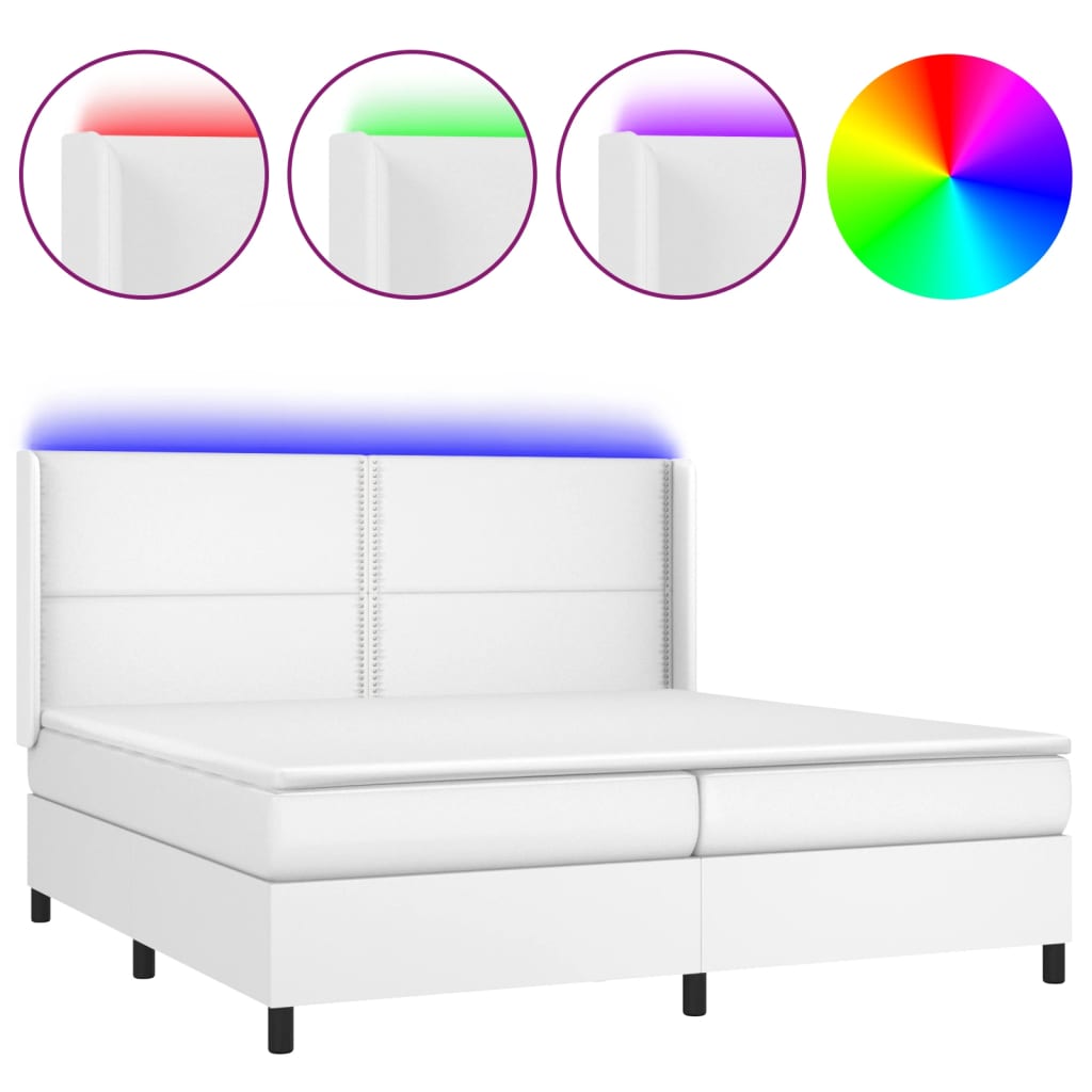 Sommier à lattes de lit matelas LED Blanc 200x200 cm Similicuir - XIOS
