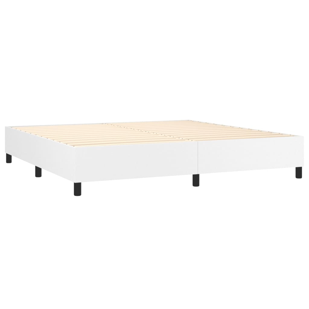 Sommier à lattes de lit matelas LED Blanc 200x200 cm Similicuir - XIOS