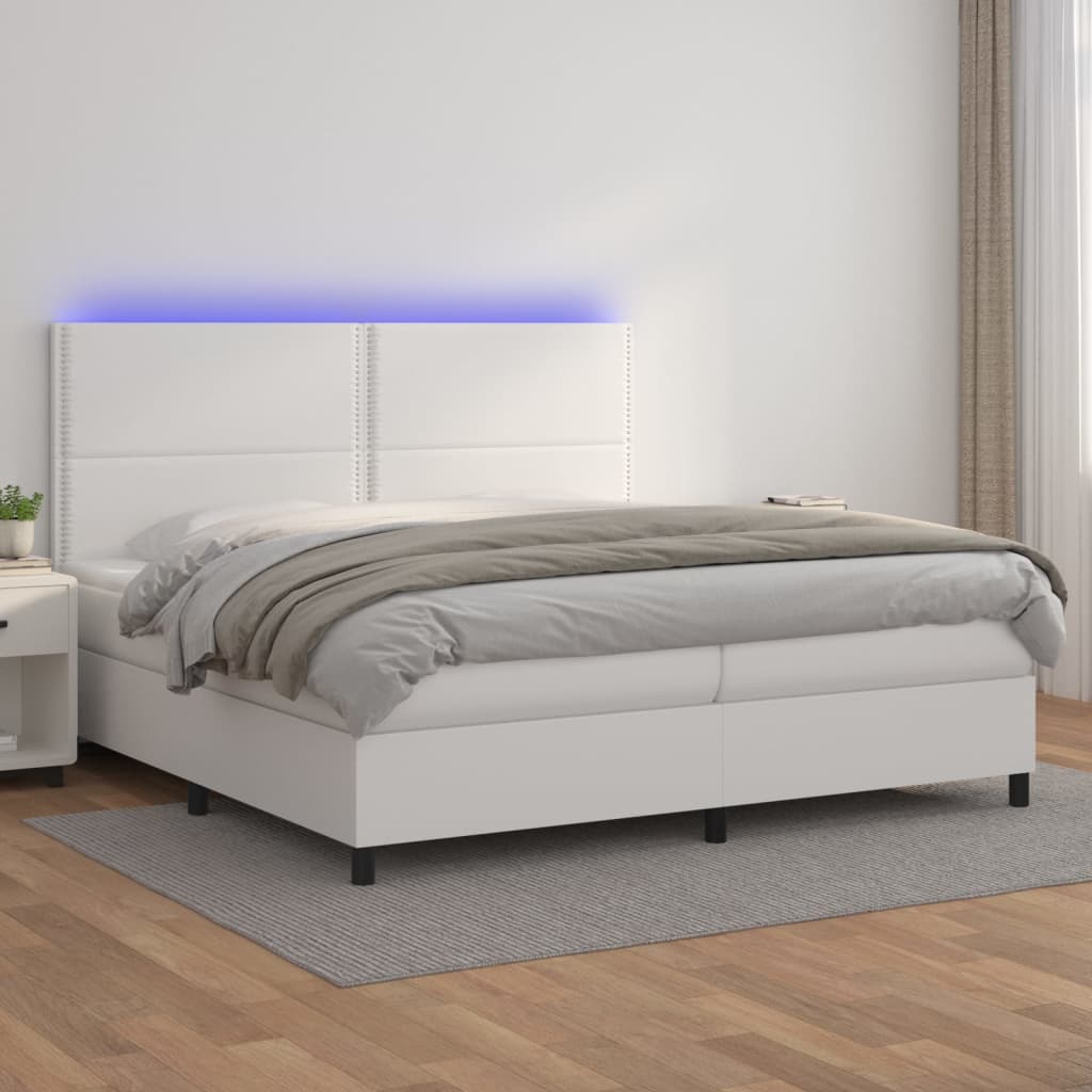Sommier à lattes de lit matelas LED Blanc 200x200 cm Similicuir - XIOS