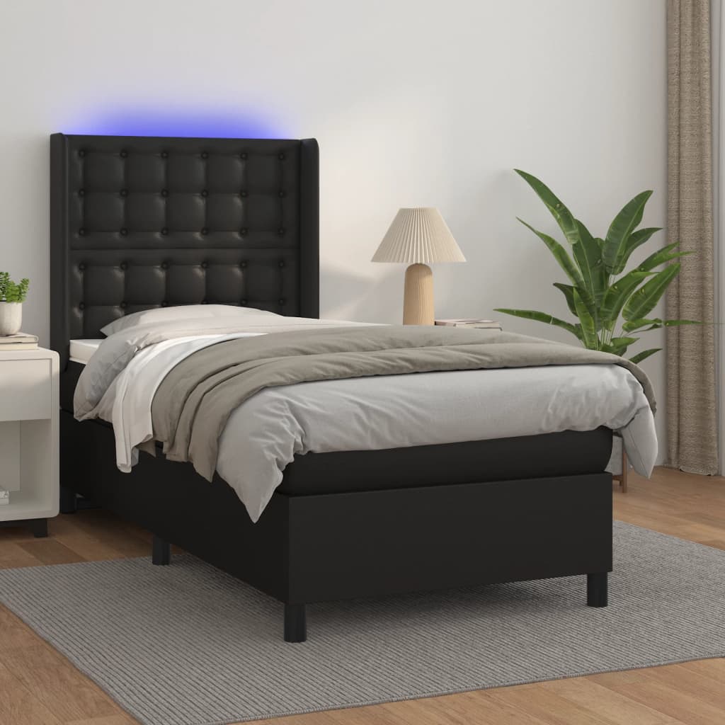 Sommier à lattes de lit matelas LED Noir 80x200 cm Similicuir - XIOS